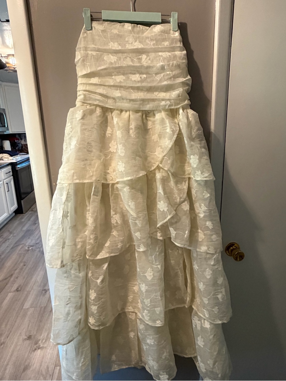 Editorialist Arose Studio Cream Tiered Floral Dress